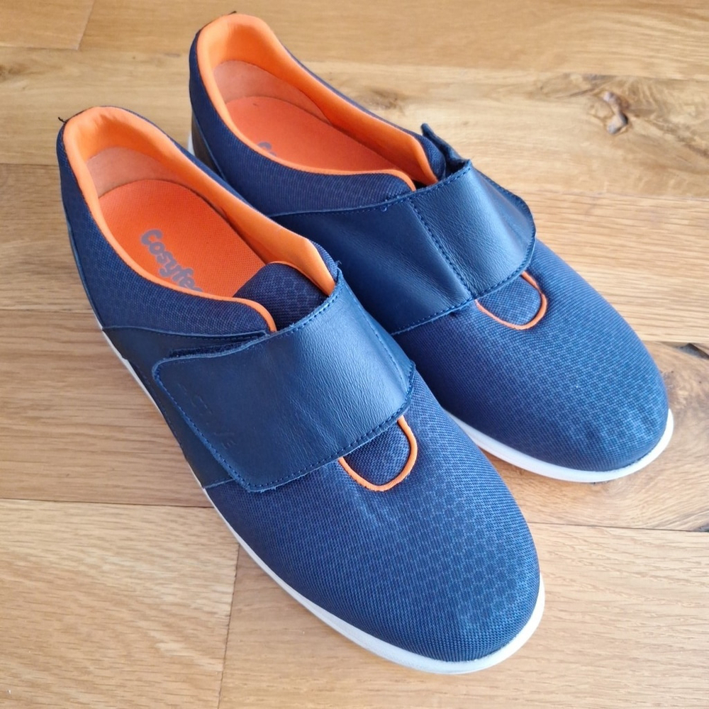 Cosyfeet Womens US 10 EU 41.5 Vamos Extra Wide Navy Blue Orange Comfort Shoes
